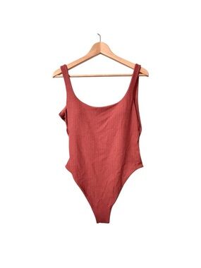 Vitamin A Ribbed One-Piece Swimsuit in Rust